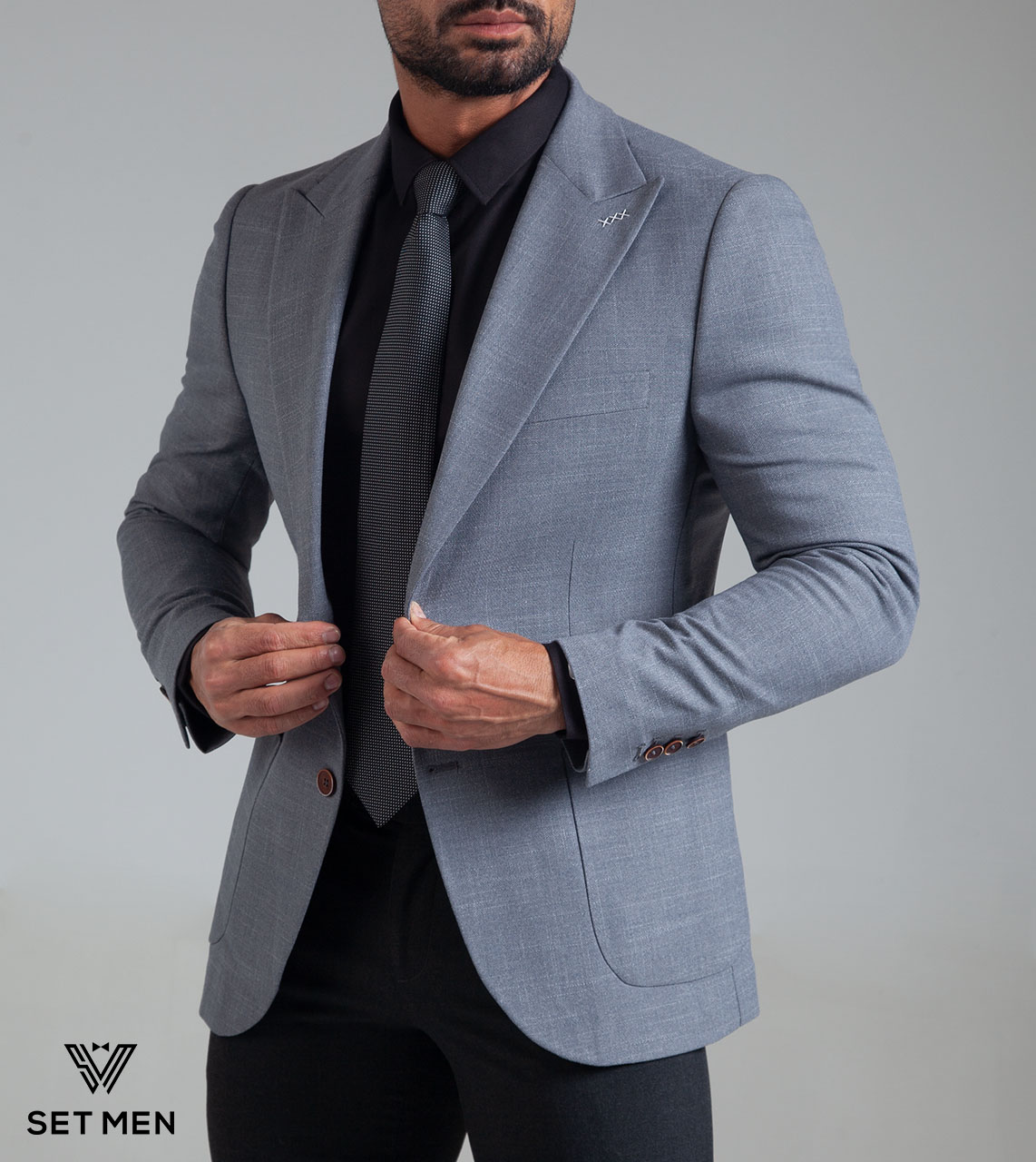 کت تک نیمه آستر یقه بلیزر دو دکمه