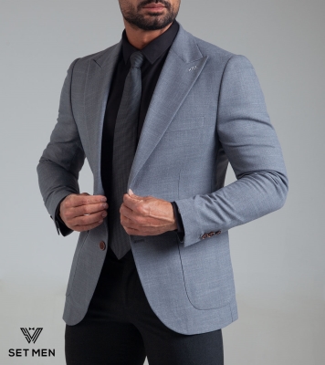 کت تک نیمه آستر یقه بلیزر دو دکمه