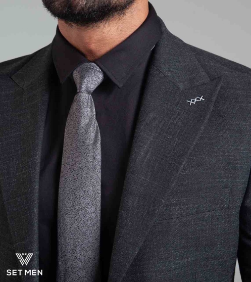 کت تک نیمه آستر یقه بلیزر دو دکمه