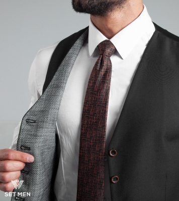 کت و شلوار مردانه نیم آستر یقه انگلیسی دو دکمه