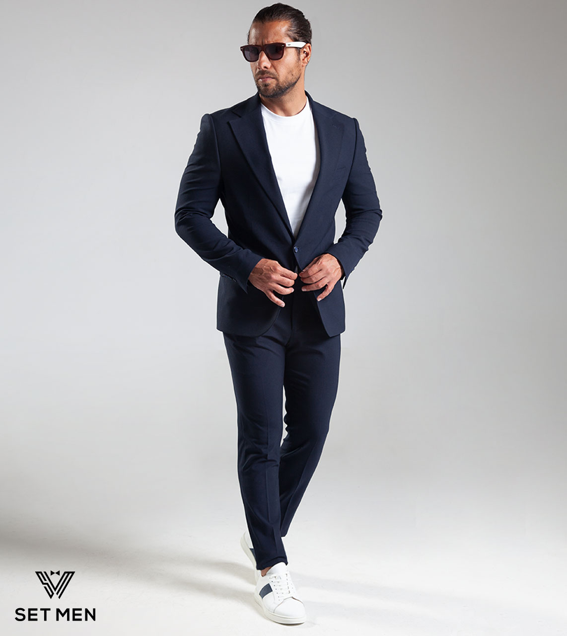 کت تک مردانه یقه انگلیسی یک دکمه دوچاک