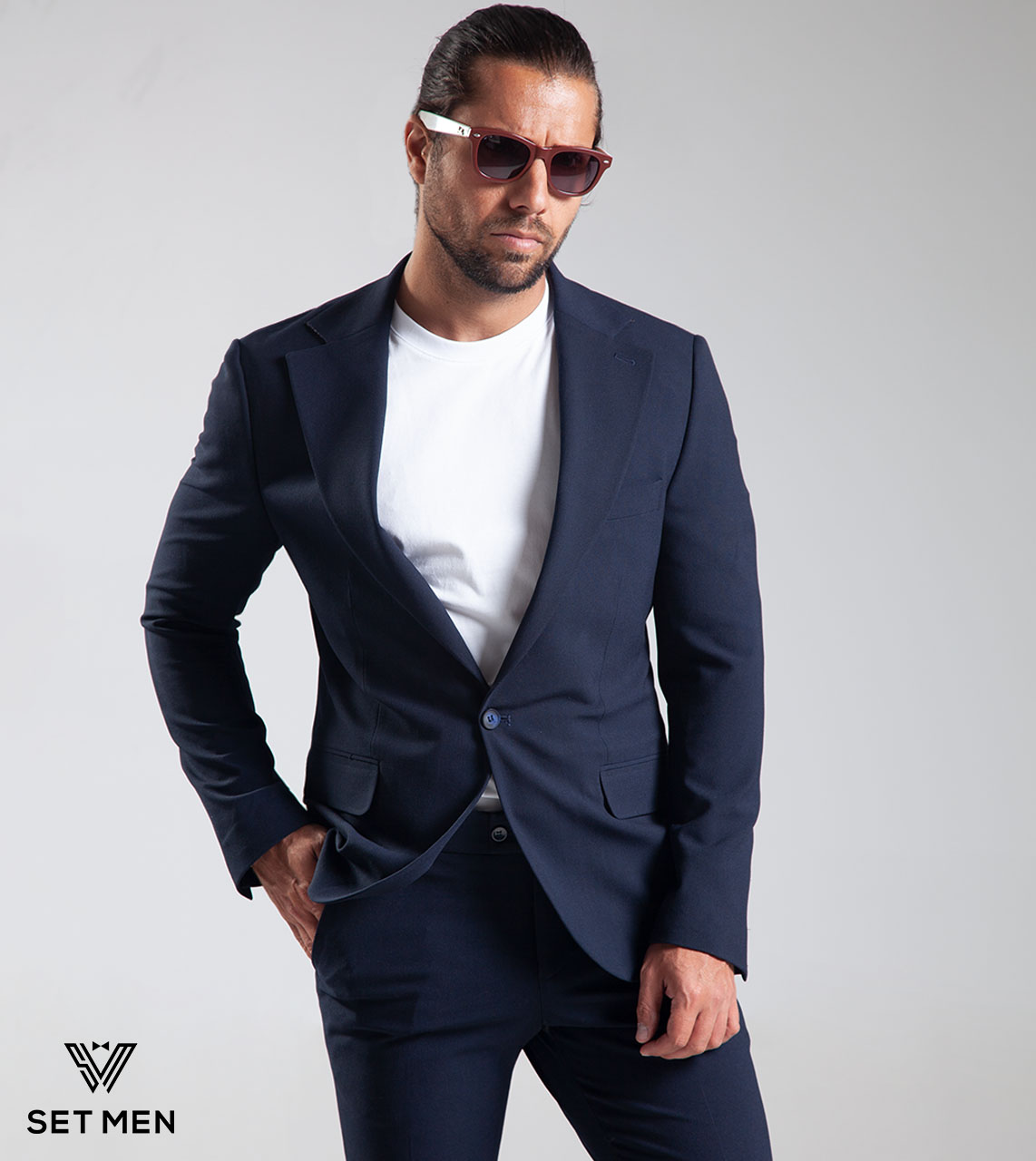 کت تک مردانه یقه انگلیسی یک دکمه دوچاک