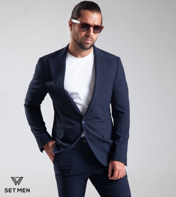 کت تک مردانه یقه انگلیسی یک دکمه دوچاک