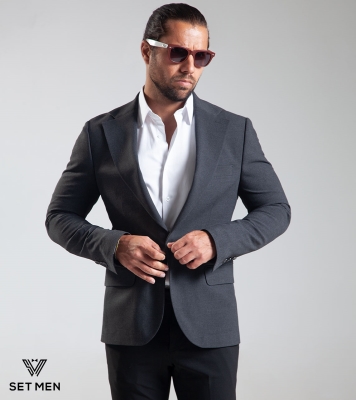 کت تک مردانه یقه انگلیسی یک دکمه دوچاک