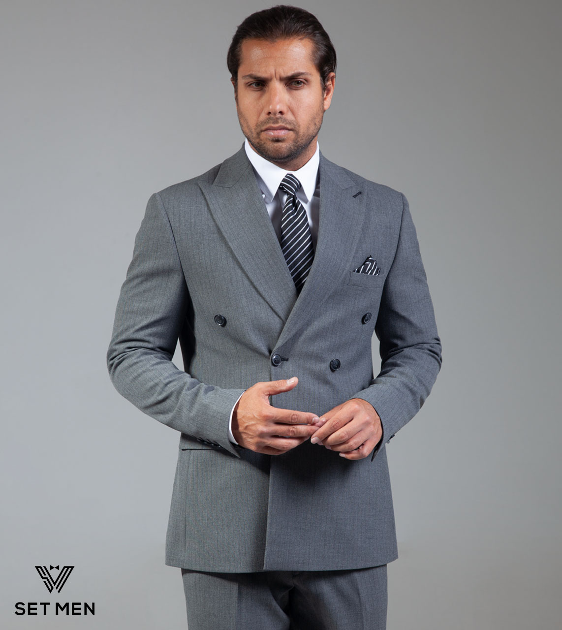 کت و شلوار دیپلمات دبل برست یقه بلیزر