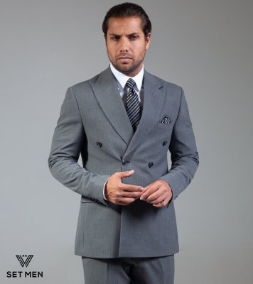 کت و شلوار دیپلمات دبل برست یقه بلیزر