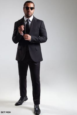 کت و شلوار مردانه سه تکه یقه بلیزر دو دکمه