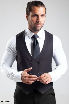 کت و شلوار مردانه سه تکه یقه بلیزر دو دکمه