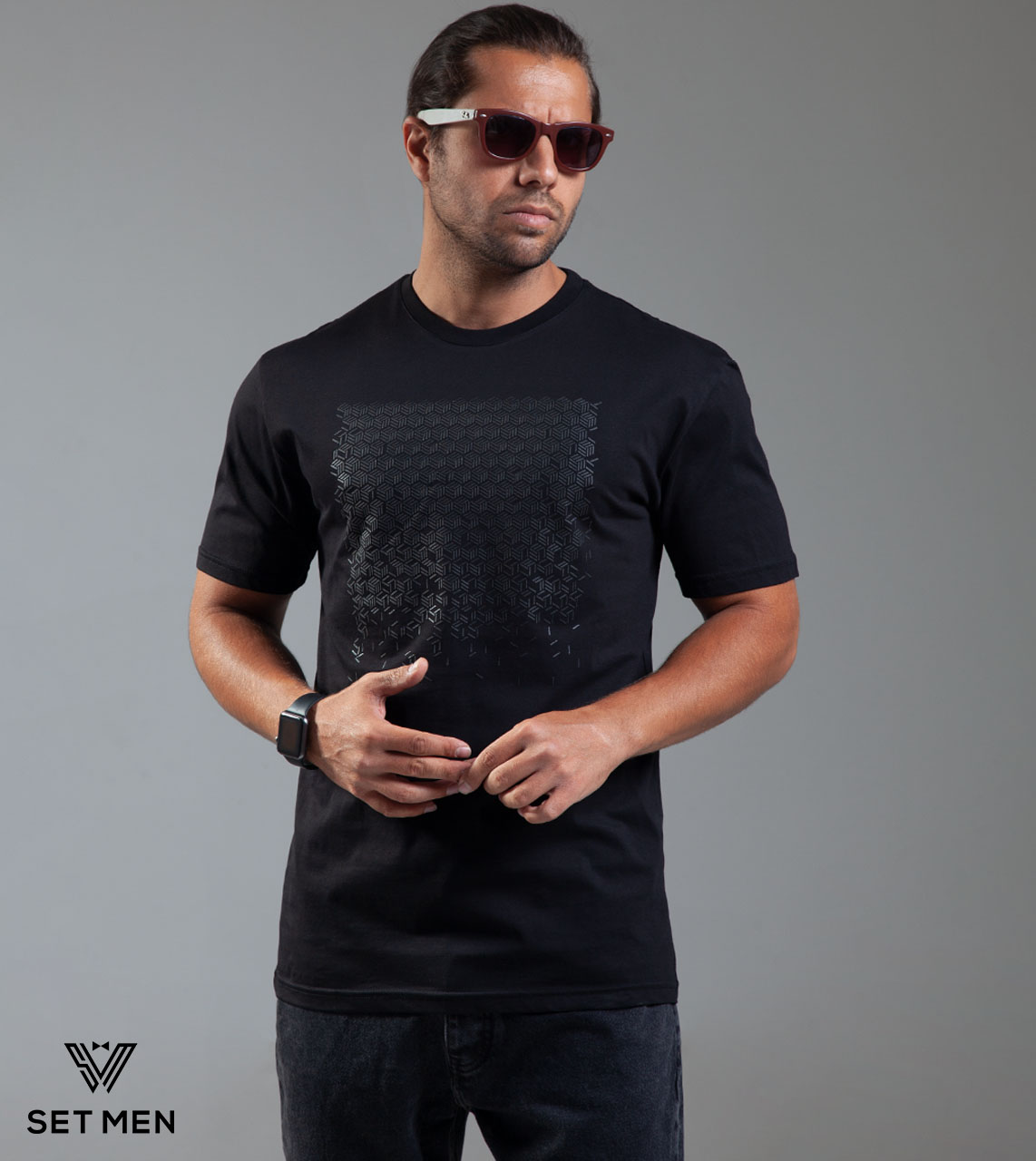 تیشرت یقه گرد چاپ حصیری