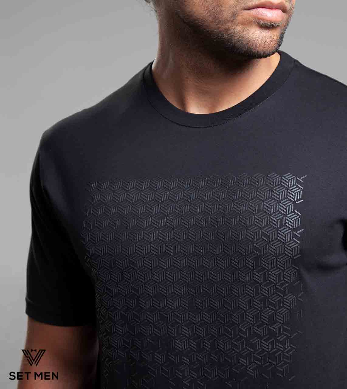 تیشرت یقه گرد چاپ حصیری