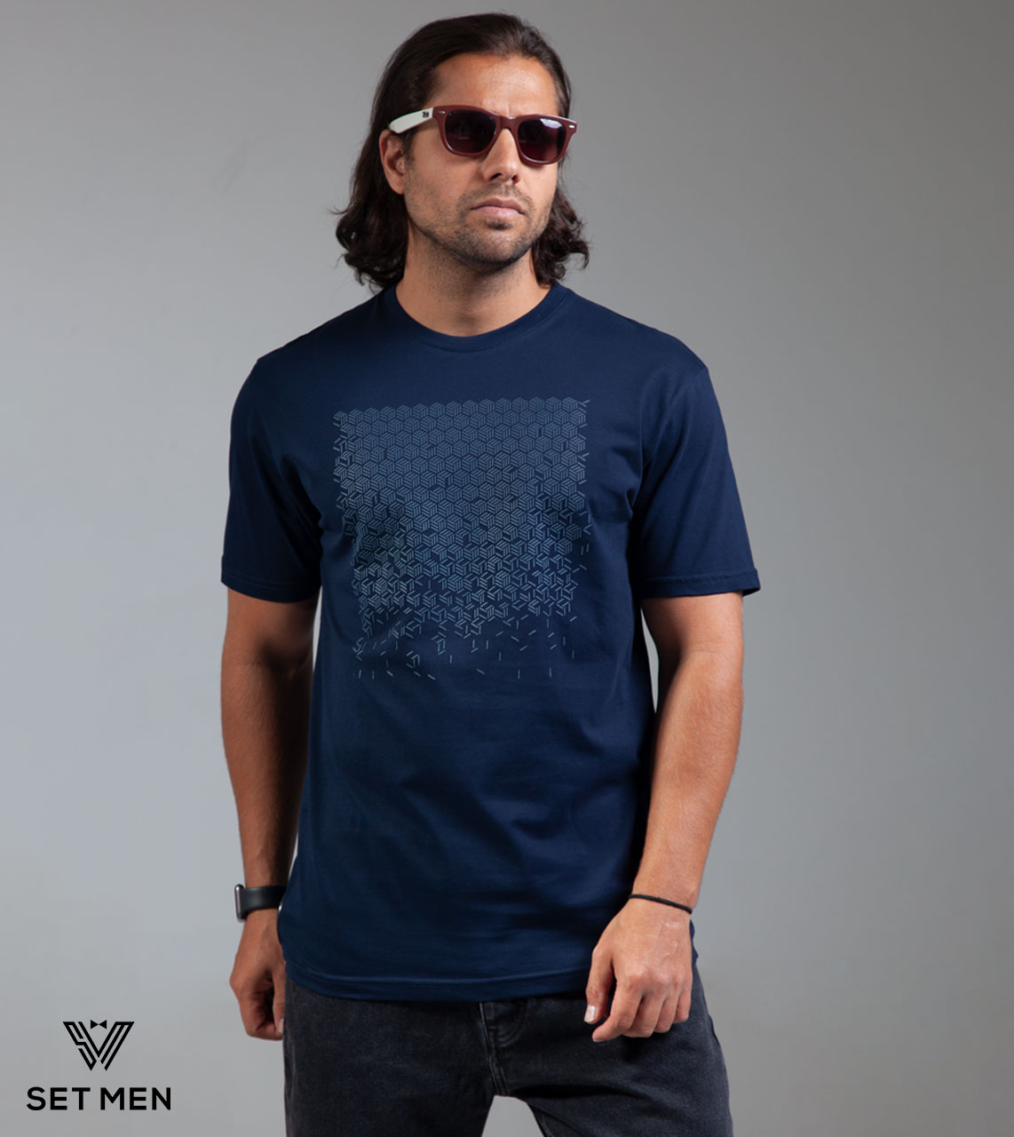 تیشرت یقه گرد چاپ حصیری