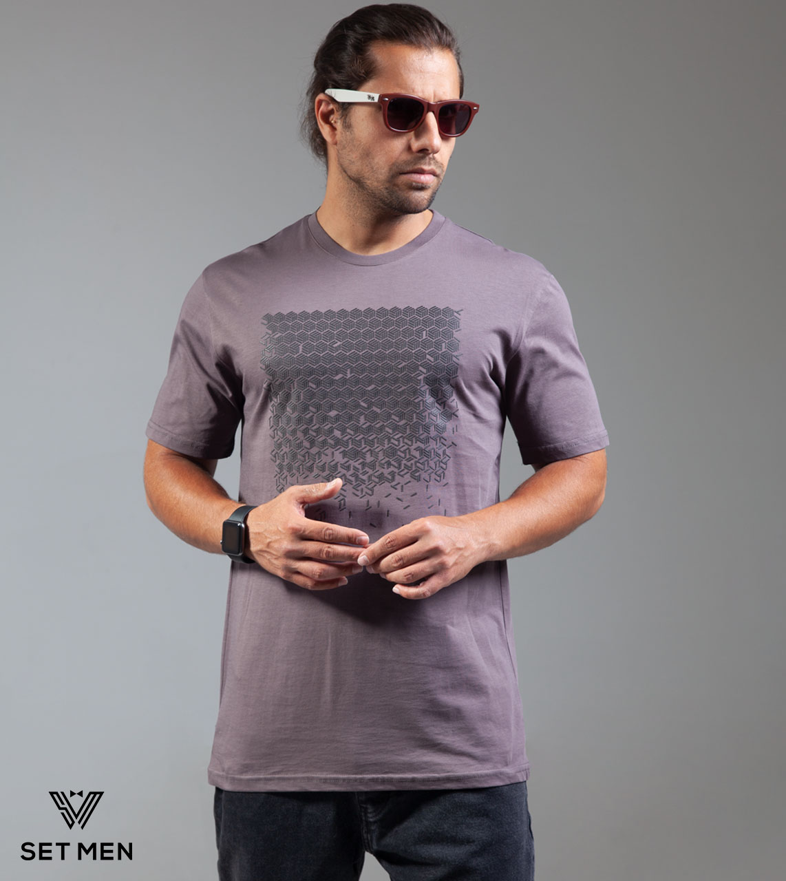 تیشرت یقه گرد چاپ حصیری