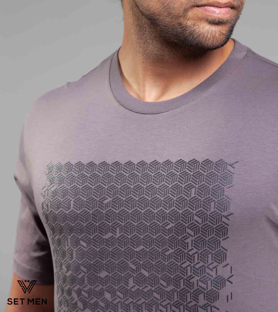 تیشرت یقه گرد چاپ حصیری