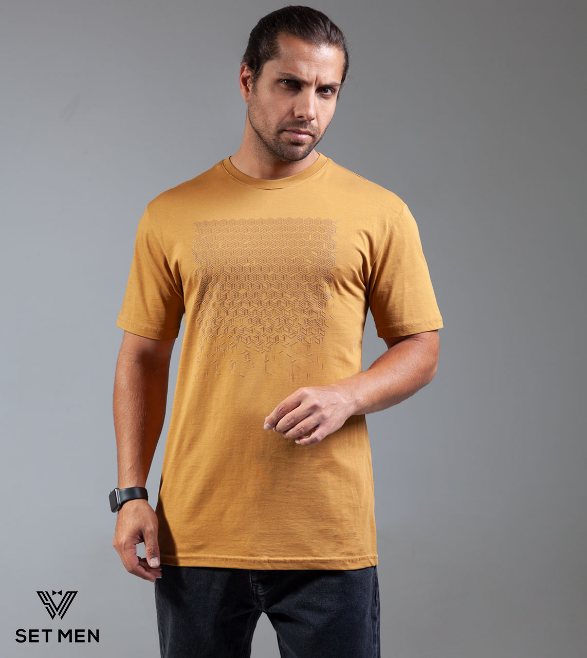 تیشرت یقه گرد چاپ حصیری