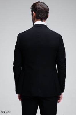 کت و شلوار مردانه سه تکه یقه بلیزر دودکمه دوچاک