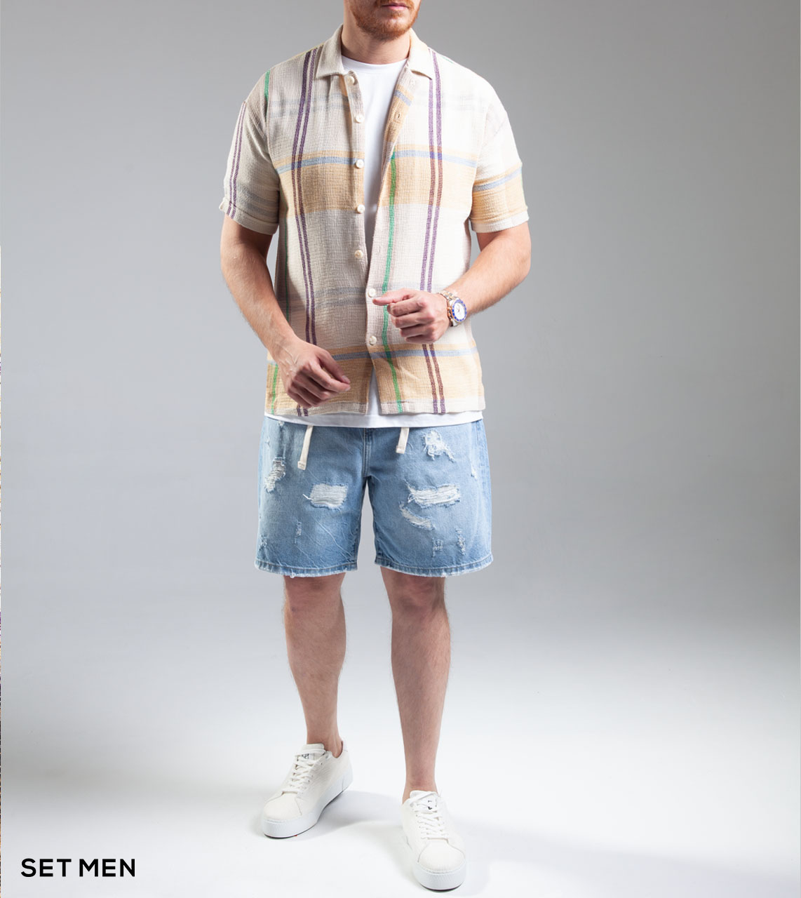 پیراهن مردانه آستین کوتاه کنفی