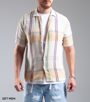 پیراهن مردانه آستین کوتاه کنفی