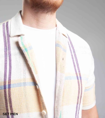 پیراهن مردانه آستین کوتاه کنفی