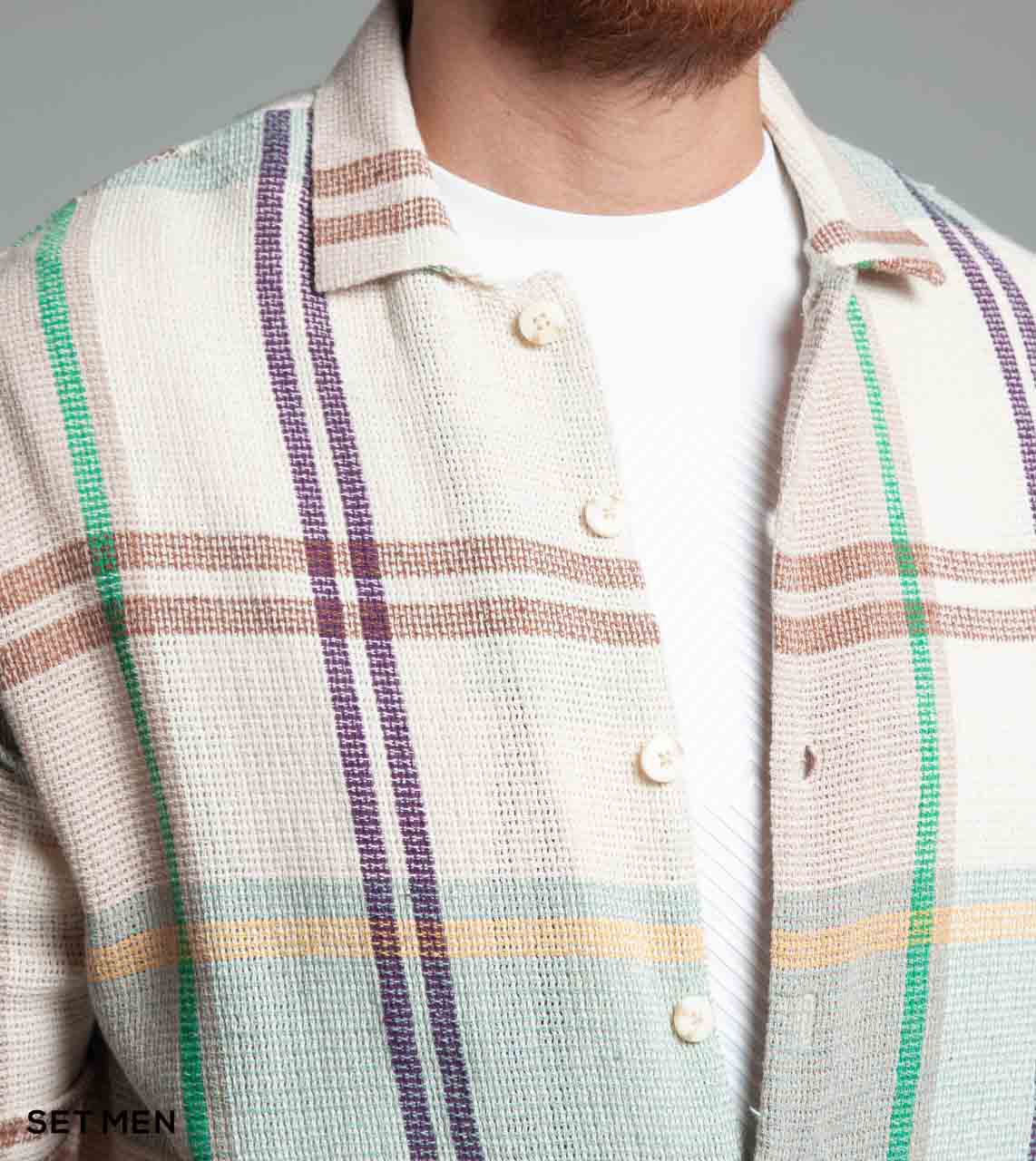 پیراهن مردانه آستین کوتاه کنفی