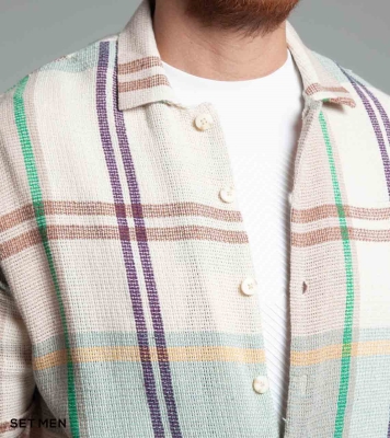 پیراهن مردانه آستین کوتاه کنفی