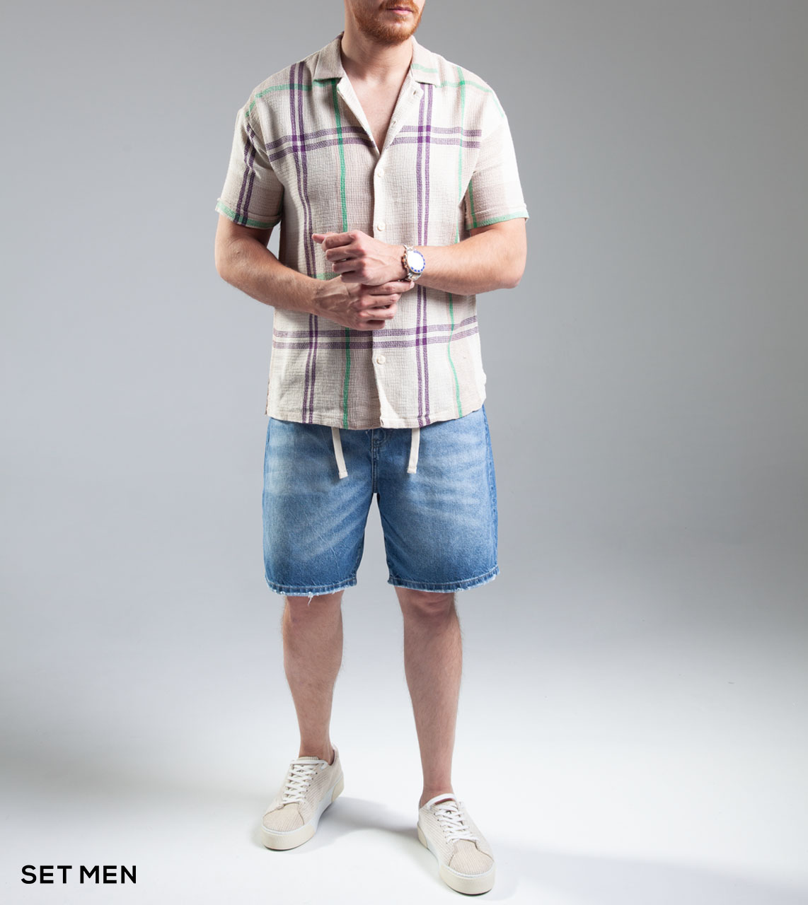 پیراهن مردانه آستین کوتاه کنفی