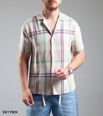 پیراهن مردانه آستین کوتاه کنفی