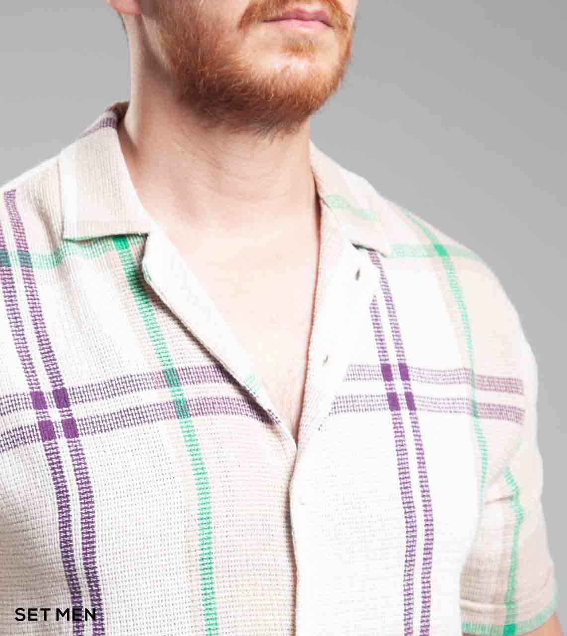 پیراهن مردانه آستین کوتاه کنفی