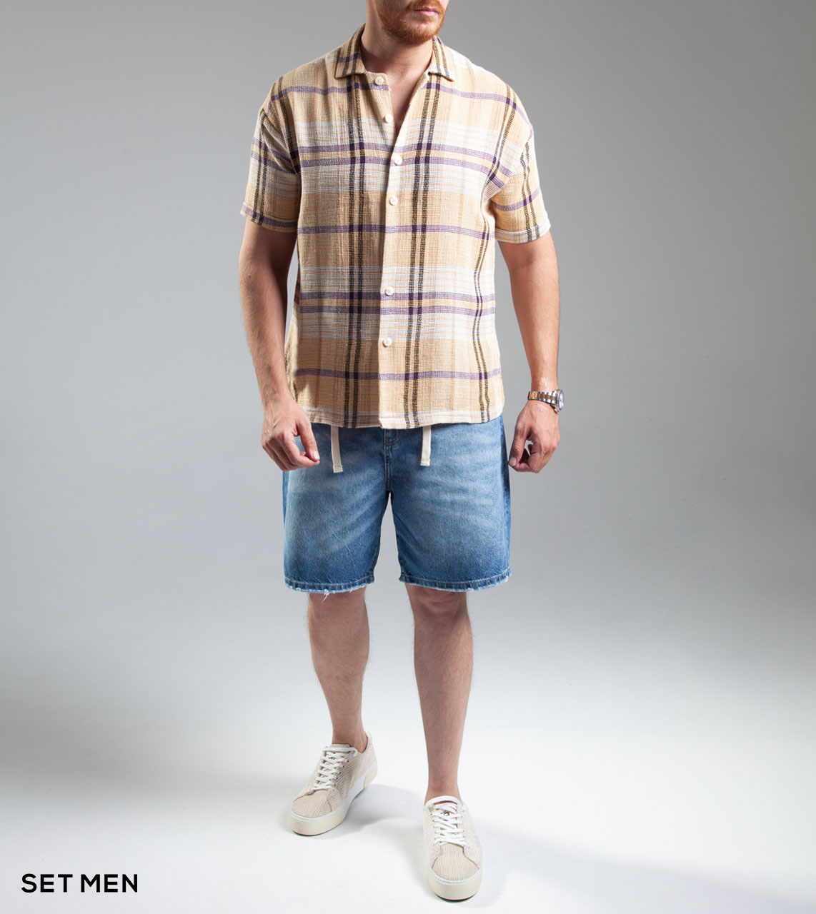 پیراهن مردانه آستین کوتاه کنفی