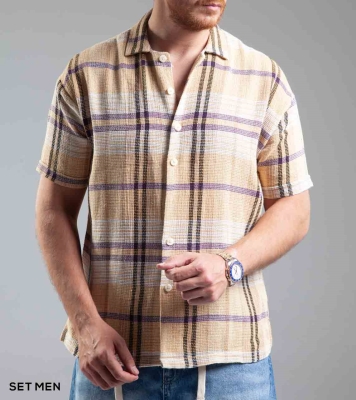 پیراهن مردانه آستین کوتاه کنفی