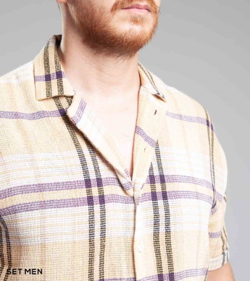 پیراهن مردانه آستین کوتاه کنفی