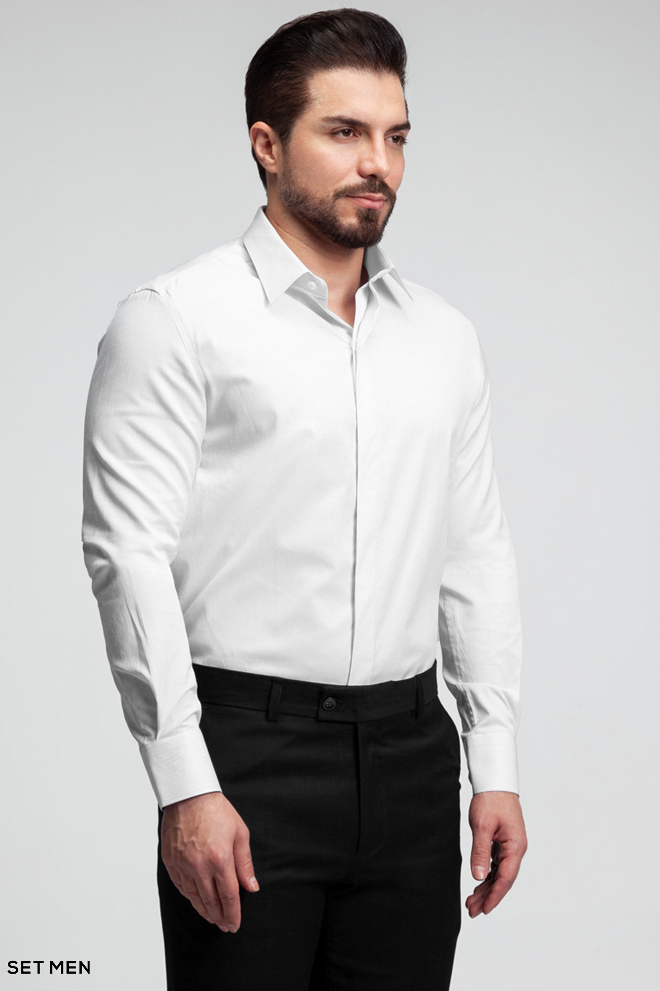 پیراهن مردانه ساده قاپک مخفی ست من