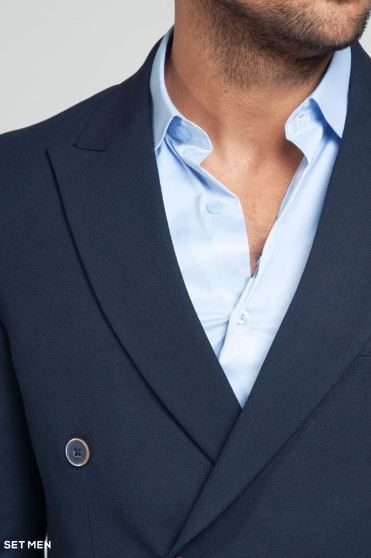 کت تک مردانه دبل برست یقه بلیزر دو چاک شش دکمه