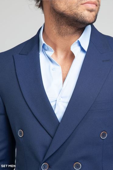 کت تک مردانه دبل برست یقه بلیزر دو چاک شش دکمه