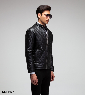 کاپشن چرم لوزی