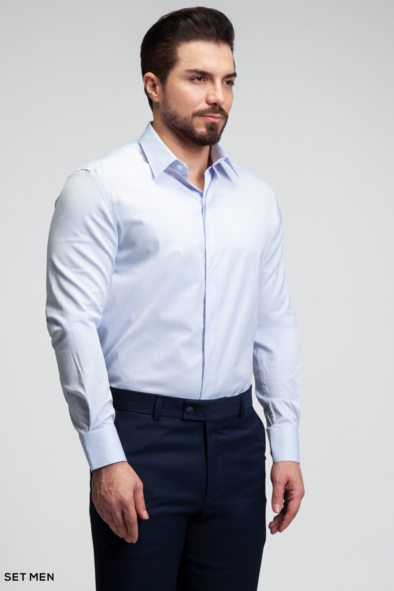 پیراهن مردانه ساده قاپک مخفی ست من