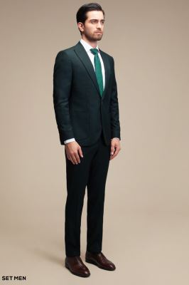 کت و شلوار مردانه یقه بلیزر یک دکمه دو چاک