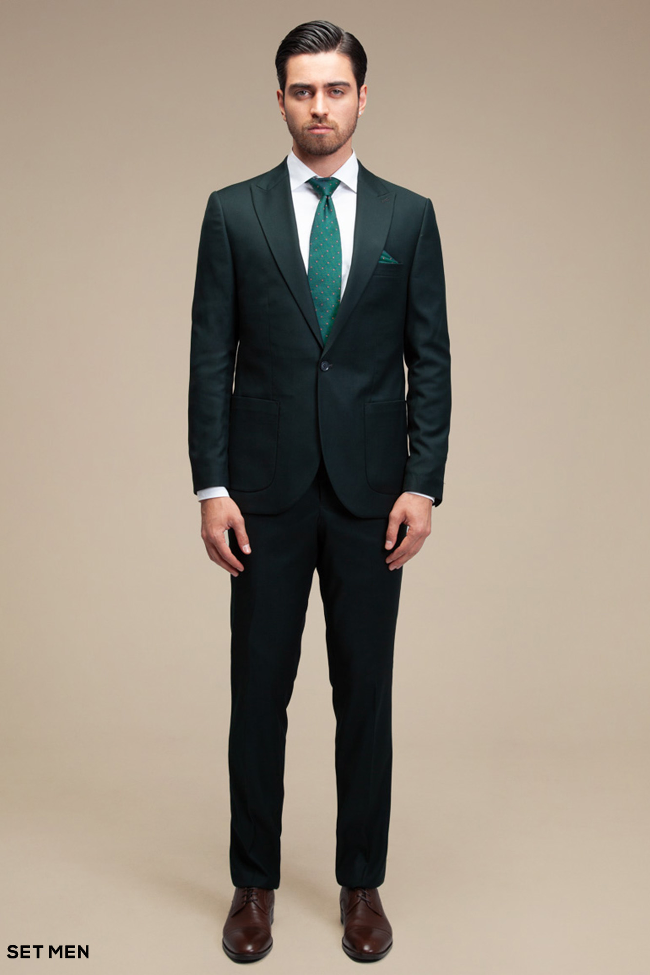 کت و شلوار مردانه یقه بلیزر یک دکمه دو چاک