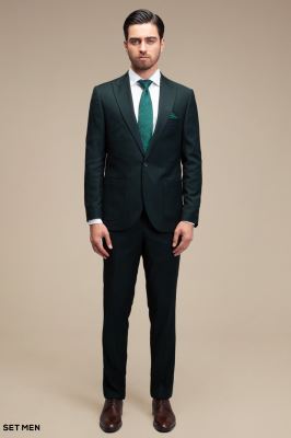 کت و شلوار مردانه یقه بلیزر یک دکمه دو چاک