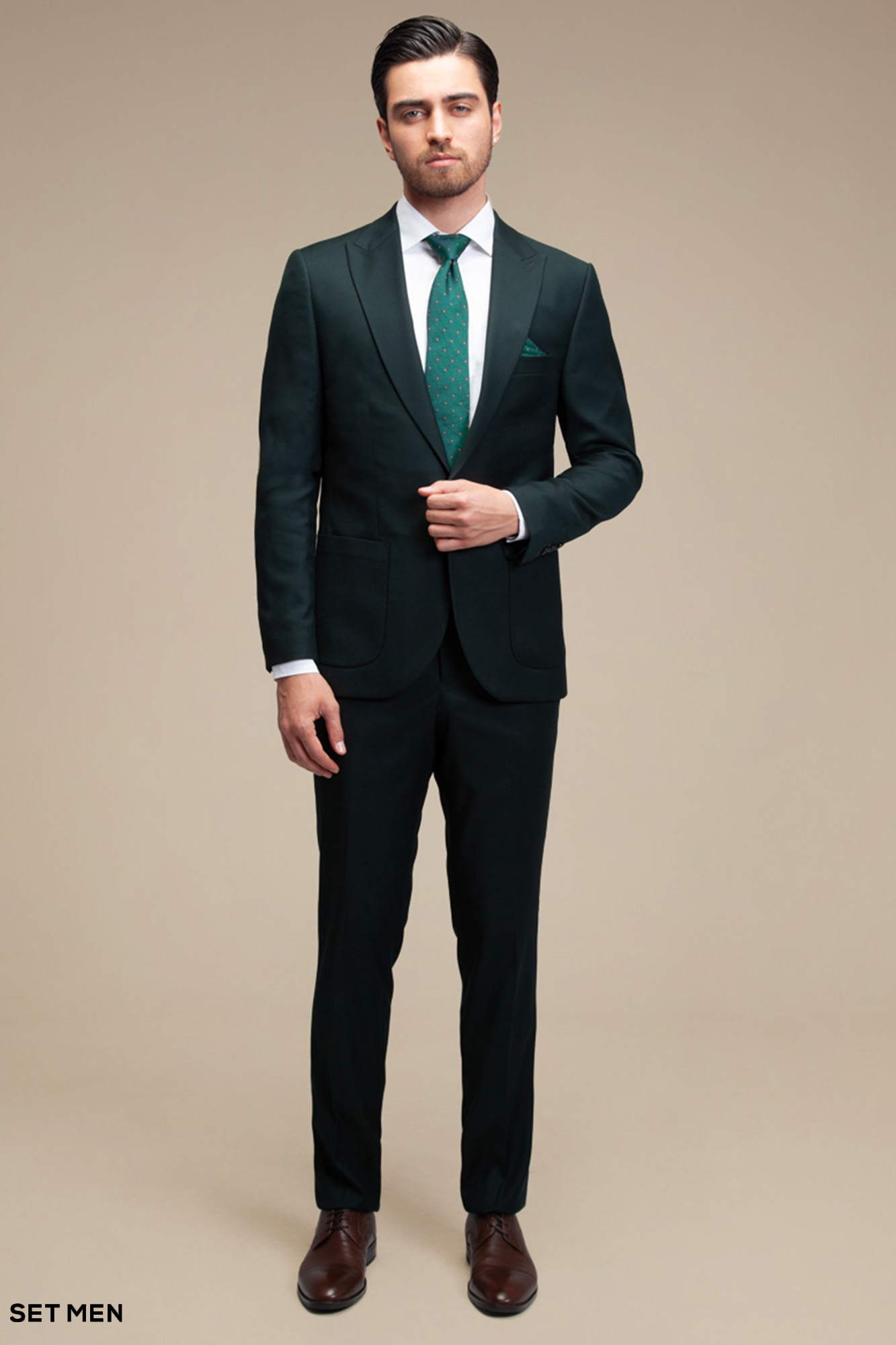 کت و شلوار مردانه یقه بلیزر یک دکمه دو چاک