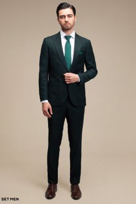 کت و شلوار مردانه یقه بلیزر یک دکمه دو چاک