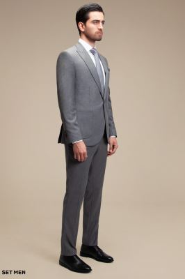 کت و شلوار مردانه یقه بلیزر یک دکمه دو چاک