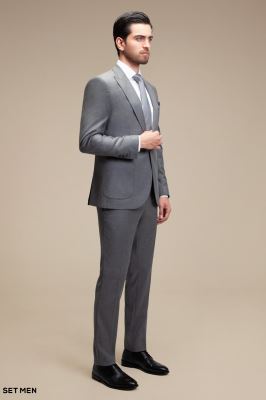 کت و شلوار مردانه یقه بلیزر یک دکمه دو چاک