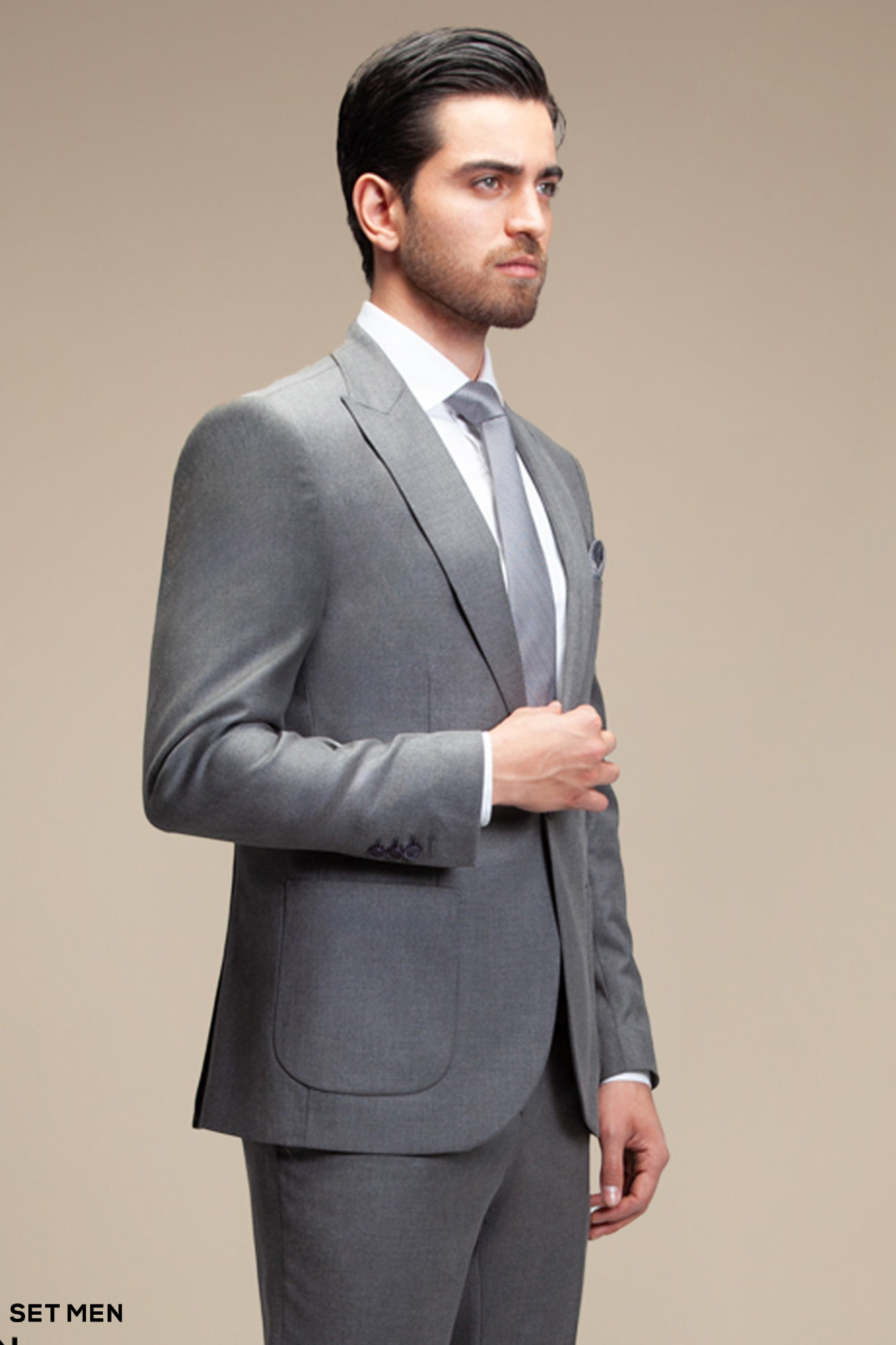 کت و شلوار مردانه یقه بلیزر یک دکمه دو چاک