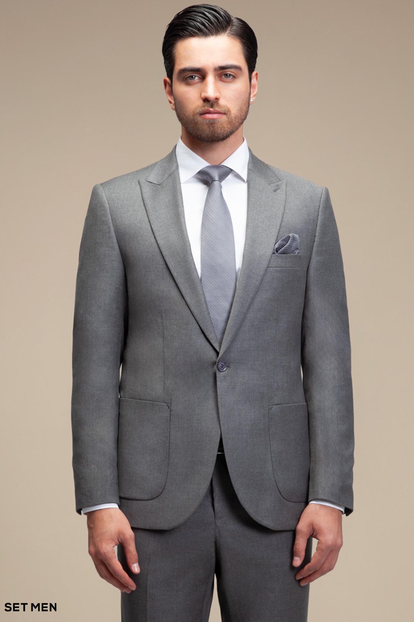 کت و شلوار مردانه یقه بلیزر یک دکمه دو چاک