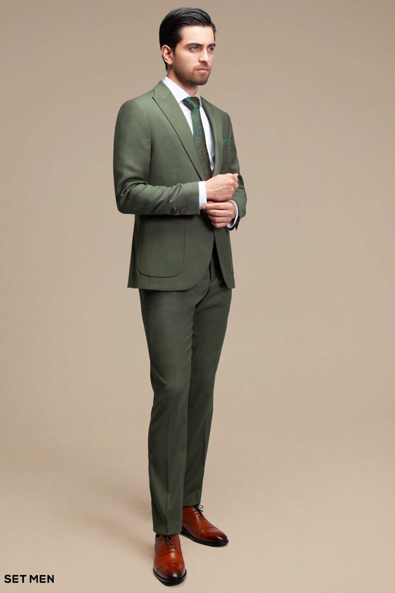 کت و شلوار مردانه یقه بلیزر یک دکمه دو چاک