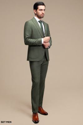 کت و شلوار مردانه یقه بلیزر یک دکمه دو چاک