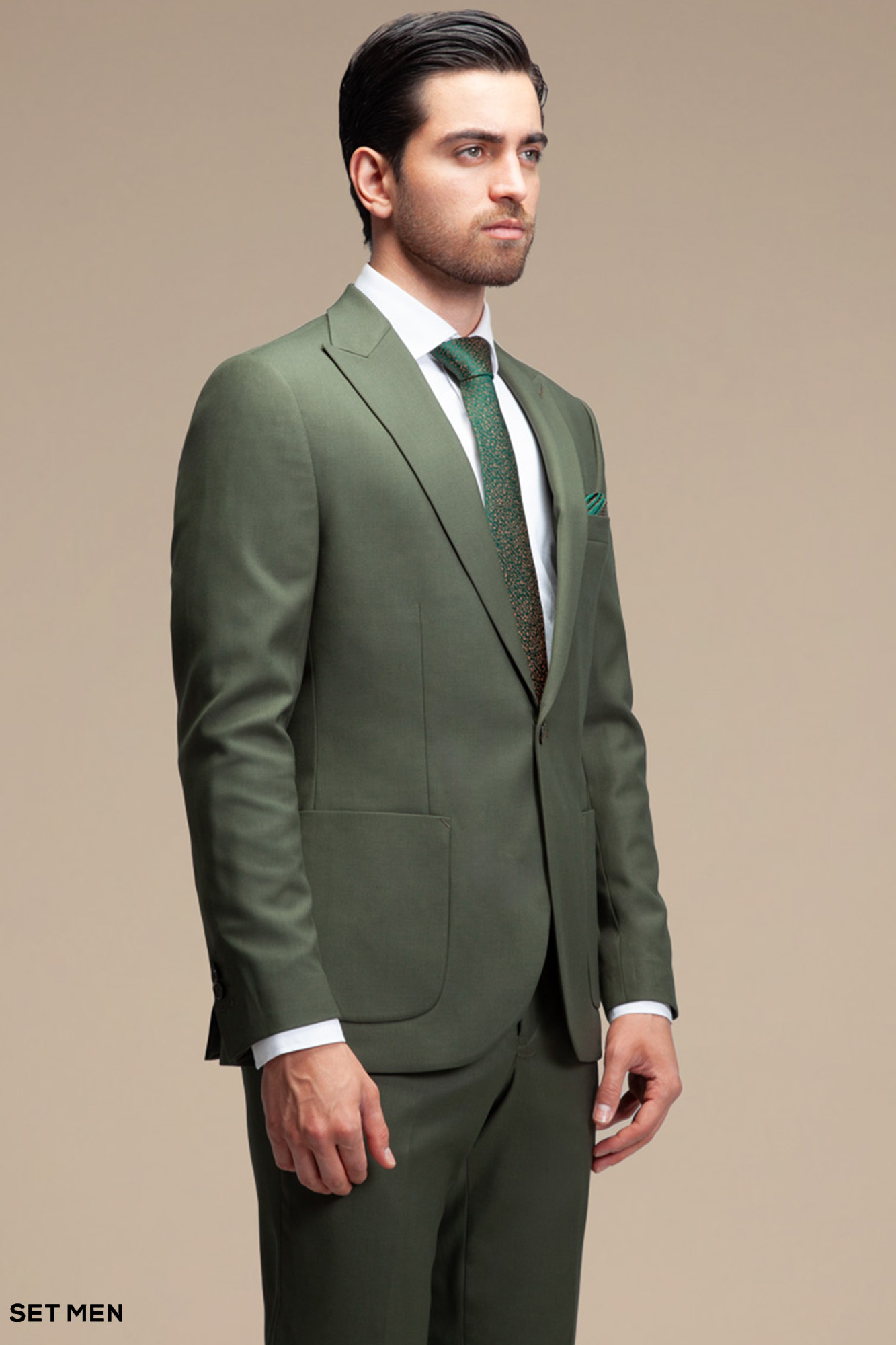 کت و شلوار مردانه یقه بلیزر یک دکمه دو چاک