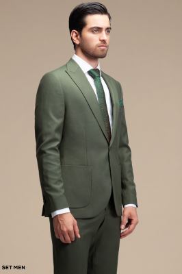 کت و شلوار مردانه یقه بلیزر یک دکمه دو چاک