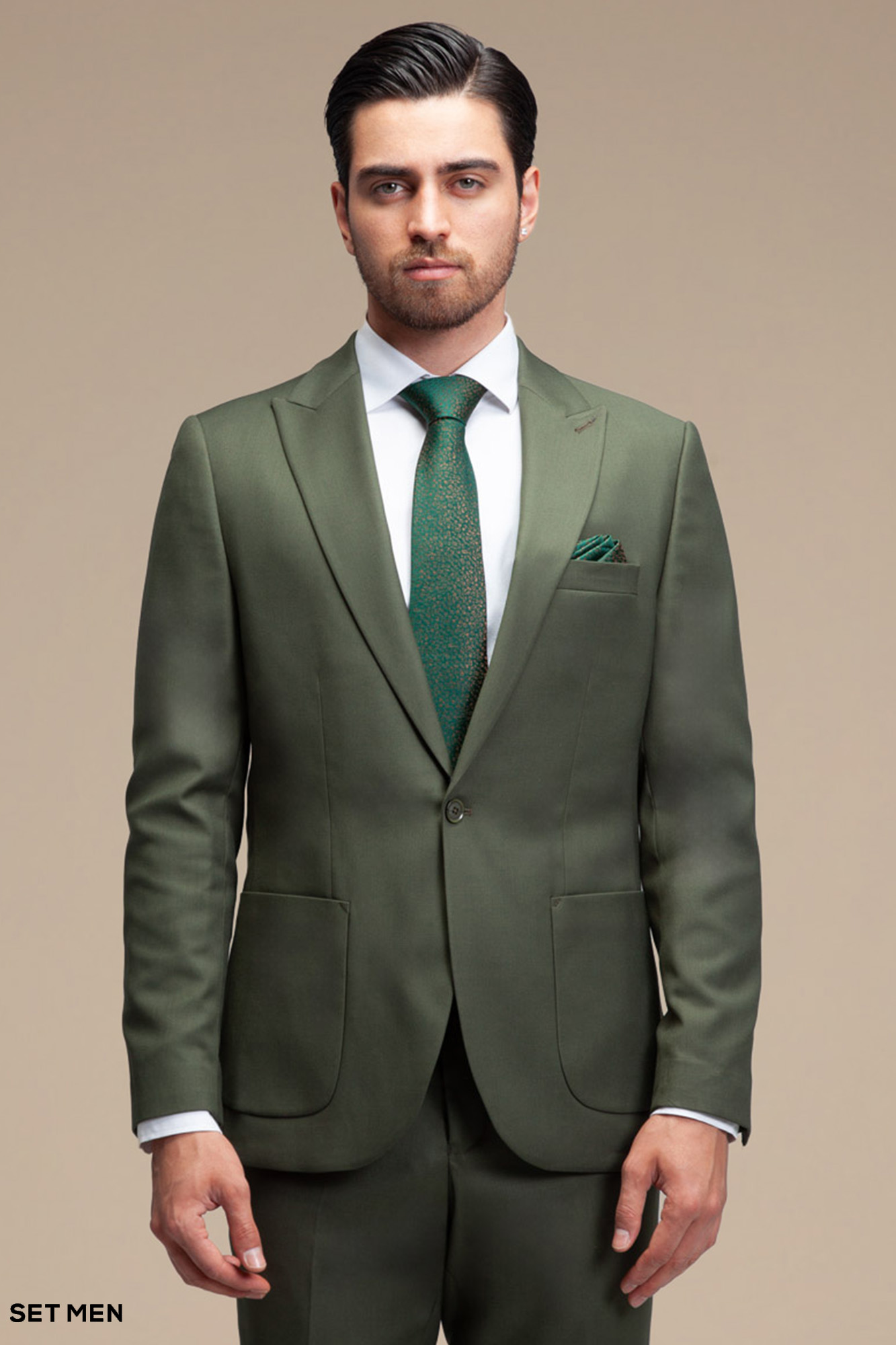 کت و شلوار مردانه یقه بلیزر یک دکمه دو چاک