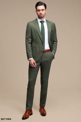 کت و شلوار مردانه یقه بلیزر یک دکمه دو چاک